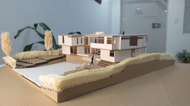 Una Maqueta echa para ilustrar el diseño de la vivienda.